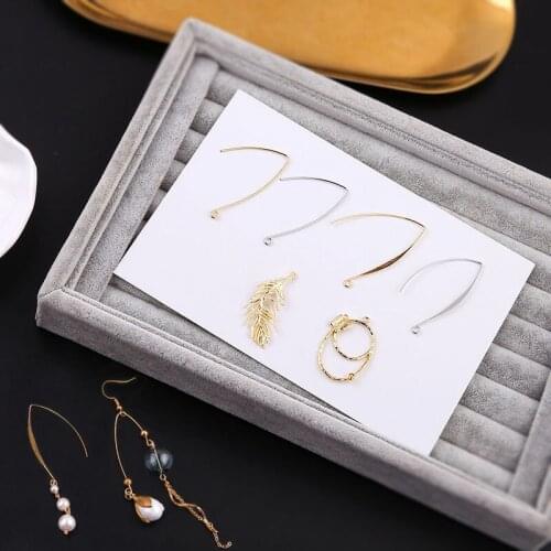 10pcs New Fashion Earring Hooks Findings Copper French v-shaped Ear Hook Feather Oval Pendant Earring Diy Jewelry Accessories