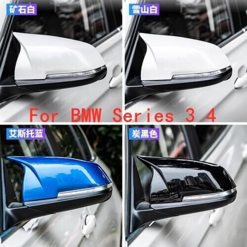 10pcs New Car Decoration Carbon Fiber Black Blue White ABS Side Rearview Mirror Cap Cover Trim Sticker For Bmw Series 3 4