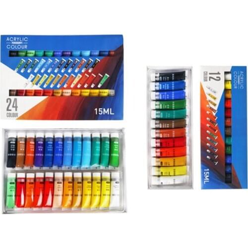 12/24 Colors Professional Acrylic Paints 15ml Wall Paint Tubes Drawing Painting Pigment Hand-painted Wall Paint for Artist DIY
