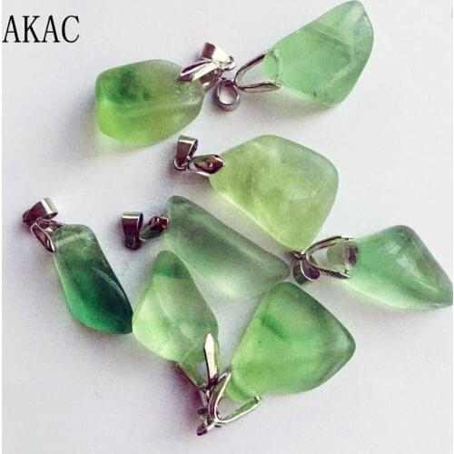 4pendants AKAC natural fluorite irregular design white copper pendant send randomly