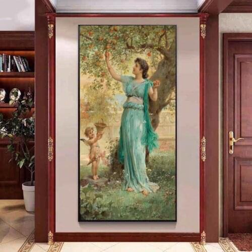 5D diy Diamond Embroidery Beauty and angel picking fruits Full Square round diamond Cross Stitch Gift Handmade Wall Sticker