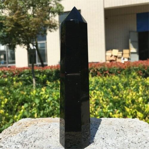 900-1400g Big Size More than 16cm Natural Black Obsidian Obelisk Wand Point Healing Stones Tower Fengshui Crystal for Home Decor