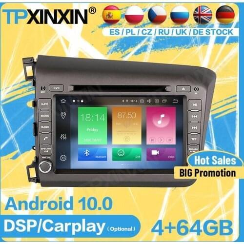 Carplay Car Radio 2 Din Stereo Control Receiver Recorder Android For HONDA CIVIC 2012 2013 GPS Player Navigation Audio Head Unit