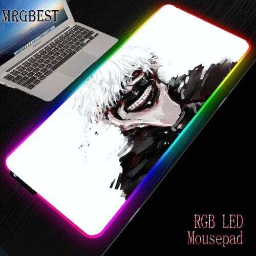 MRGBEST Anime Tokyo Ghoul Large RGB Lock-Edge Mouse Pad Notbook Computer Cool Gaming Padmouse Gamer Keyboard Mats XXL XL