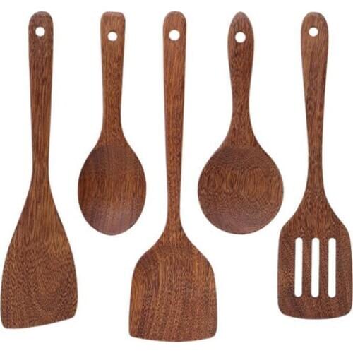 Wooden Spoons Long Handle Spoon Kitchen Utensils Set Wooden Spoon Cooking Non-stick Spatula Spoon Colander Dropship Kitchen Tool