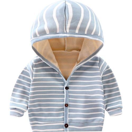 Born Stripe Jacket For Boy Girl Infant Fleece Clothes Autumn Children Hooded Coats Baby Windbreaker Kids Outerwear