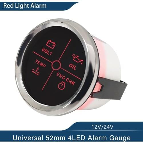 ELING 52mm 4LED Alarm Gauge Meter Volt Water Temp Oil Pressure Alarm Indicator Gauge Meter With Red Backlight 12V 24V
