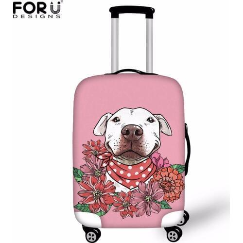 FORUDESIGNS Floral Pit Bull Elastic Fabric Luggage Protective Cover Suitable Trolley Case Suitcase Dust Cover Travel Accessories