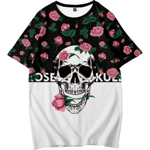 2021 New Arrival 3D Cosplay Rose skull T shirt Adult Kids T-shirt Summer Hip hop Casual Short Sleeve 3D Print Tee Tops
