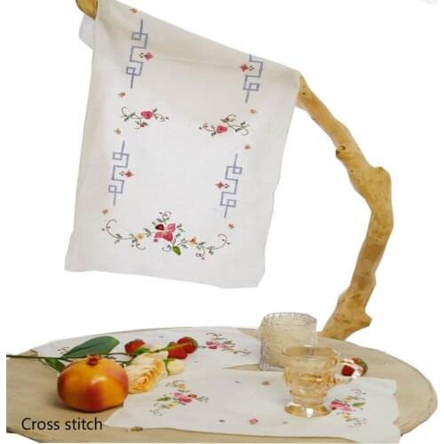 HOT Cross stitch cotton table place mat pad cloth Christmas Placemat tea drink Doily Cup mug wedding Coaster kitchen Accessory