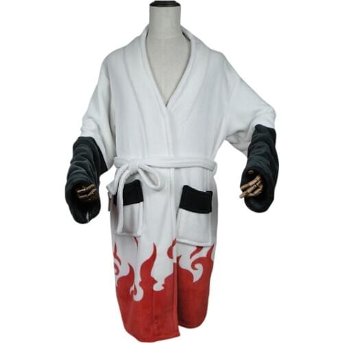Naruto Namikaze Minato Cosplay Robe Cloak Cape Adult Long Bathrobe Pajamas Swimwear Costume Uniform