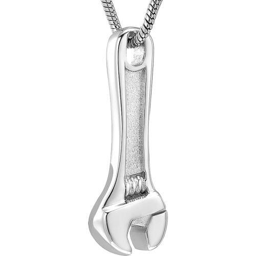 Wrench Tool Cremation Jewelry Stainless Steel Keepsake Urn Necklace Memorial Ashes Holder Necklace for Funeral Gift