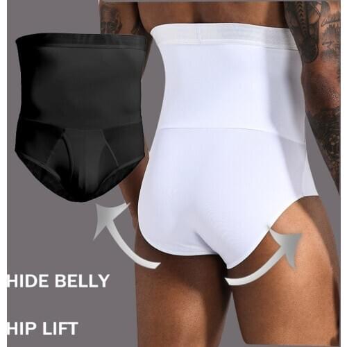 Bellies Control High Waist Slimming Underwear Men Body Shaper Seamless Belly Shapewear Corset For Man Boxer Briefs Bodysuit Soft