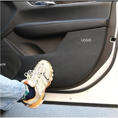 4pcs/set Black /Carbon Fibre PU Leather Doors Anti-Kick Pad Mat For Cadillac ATSL XT5 XTS CT6 AAB251