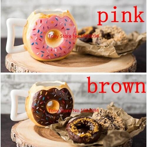 36pcs/lot Cute Donuts Coffee Mug Creative Ceramic Mug Home Office Adult Kids Porcelain Milk Water Drinking Mug Gifts New