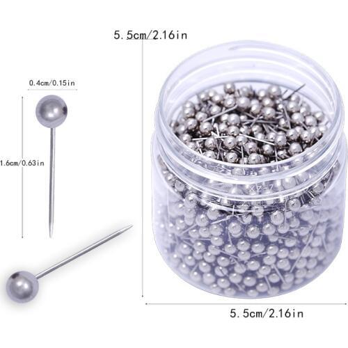 MIUSIE 1000PCS 4mm Map Tacks Push Pins with Gold Round Head Steel Point for Bulletin Board Fabric Marking Push Pins with Box