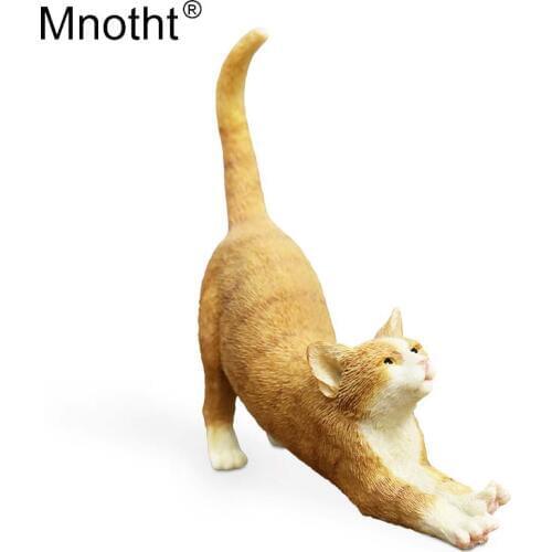 Mnotht 1/6 US Hard Woolen Cat Model Yellow Stretch Emulation Mini Toys Accessory for Action Figure Collection Gifts Decoration