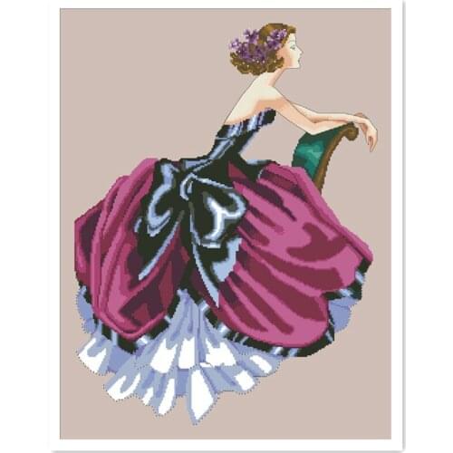 Fairy lady on chair cross stitch kit people cotton silk thread 18ct 14ct 11ct linen flaxen canvas embroidery DIY Dreampattern