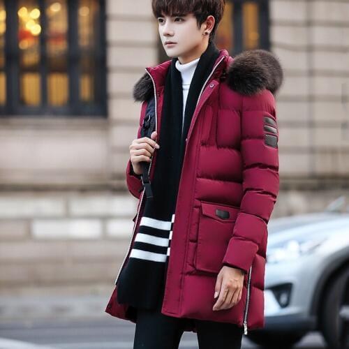2019 winter New Style Fashion Mid-length Cotton-padded Clothes Mens Cotton-padded Jacket Padded Jacket Teenager Cotton-padded