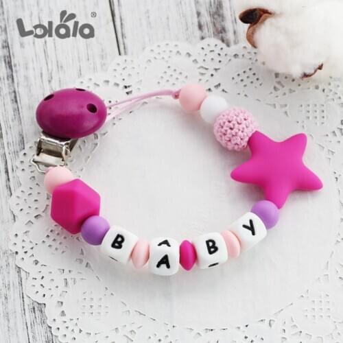 NEW DIY Silicone Baby Pacifier Clip Personalised Name Colorful Pacifier Chain for Baby Teething Soother Chew Dummy Clips соска