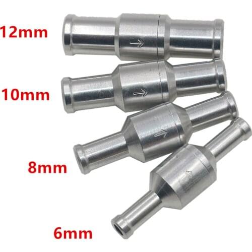 1Pcs 6/8/10/12mm Aluminium Alloy Fuel Non Return Check Valve 4 Size One Way Valves Fit Carburettor For Car Motorcycles Wholesale