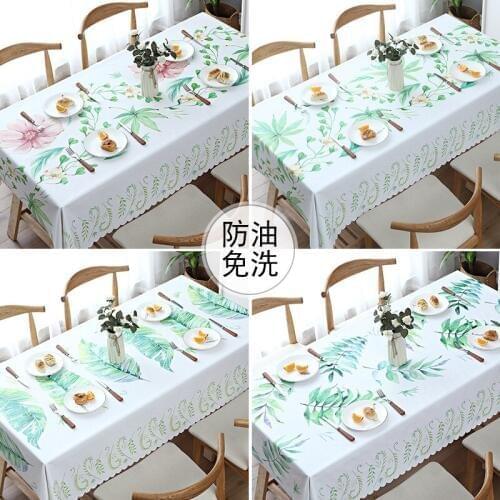 PVC tablecloth waterproof anti-scald tablecover oil-free disposable Japanese and Korean small fresh plant printed tablecloth