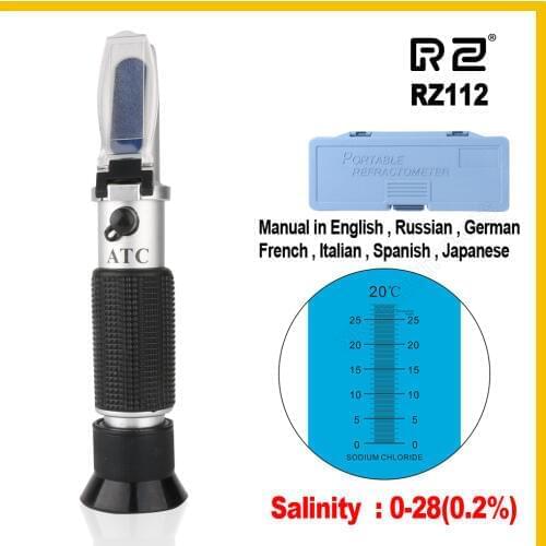 RZ Refractometer Optical Salinity Concentration meter salt Food Sodium Chloride Mariculture Handheld RZ112 0~28