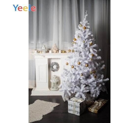 Christmas Tree Fireplace Brick Wall Carpet Curtain Decor Backdrop Photography Custom Photographic Background For Photo Studio