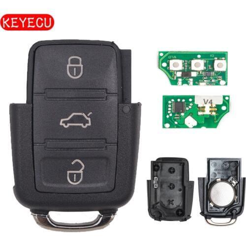 Keyecu Remote Car Key Fob 433MHz ID48 Chip for VW Volkswagen Seat Skoda 2001-2010 1J0 959 753 AH