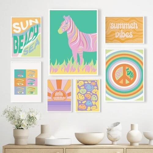 Sun Beach Sea Summer Vibe Love Horse Eye Wall Art Canvas Painting Nordic Posters And Prints Wall Pictures For Living Room Decor