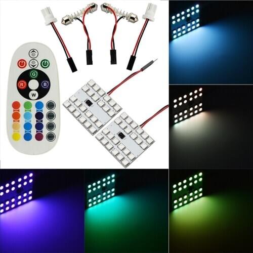 YOLU Car LED Lights Colorful Remote Control Auto Car Reading Lamp 24SMD RGB Indoor Atmosphere Light