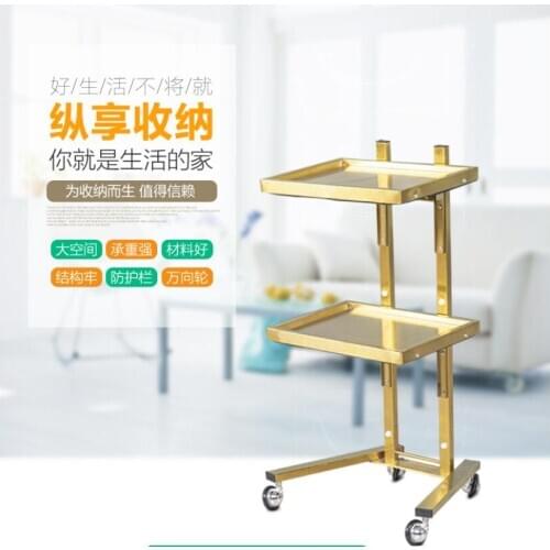 Stainless steel beauty salon trolley hair cutting and hair receiving folding trolley special tool car for hair salon