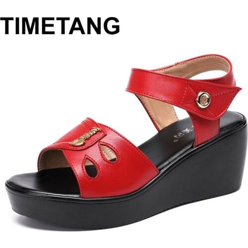 TIMETANGBig size 32-43 platform sandals women shoes summer 2020 high heels wedge sandals ladies waterproof beach office sandals