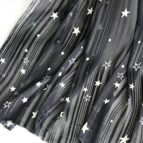 Dress Gown Fabric silky stripe Shimmer Metallic Jacquard with star print chiffon Stripe Material DIY Tissue Ribbon Fabric