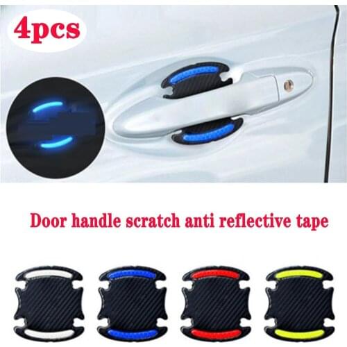 Universal Carbon Fiber Car Door Handle Paint Scratch Protector Sticker Cover Guard Protective Film Car Exterior Accessories