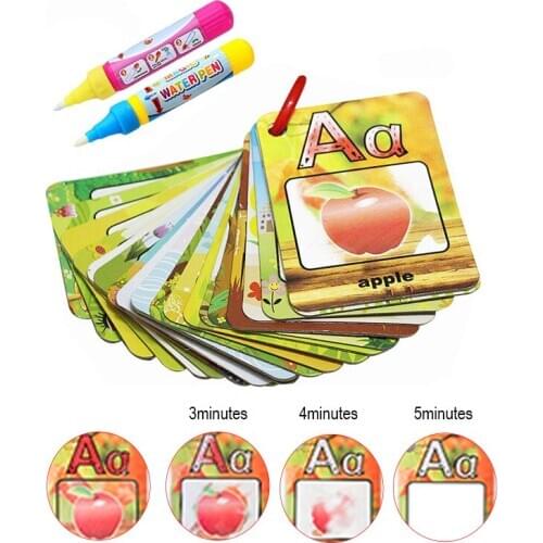 Water Drawing Card 26 Alphabet Coloring Book & 2 Magic Pen Letter Card Painting Board English Learning Educational Toys