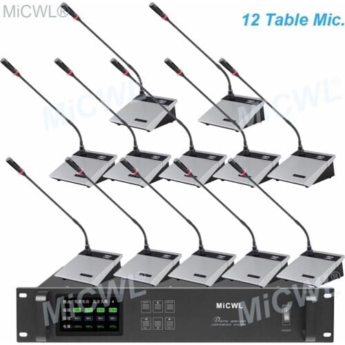 Upscale 12 Table Digital Wireless Conference Cardioid Microphone 12 Desktop Gooseneck speech Meeting System MiCWL A10M-A117-B12