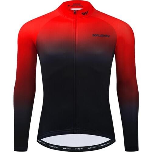 Wulibike Winter Fleece Warm Cycling Jersey Mens Long Sleeve Top Breathable Cycle Clothing Man Bicycle Red Shirt Free Delivery
