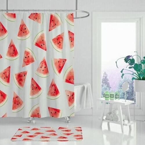 Home decoration tropical fruit printing shower curtain simple and elegant curtains for bathroom waterproof polyester fabric show