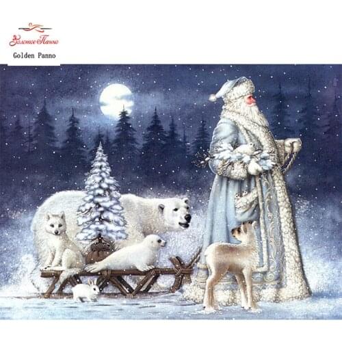 GOLDEN PANNO Diamond Painting Full Square 5D Diy Daimond Embroidery Diamant Mosaic Sale Displasy Broderie Diamant anta Claus 12