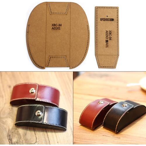 1Set DIY Kraft Paper Template New Fashion Cute Glasses Case Sunglasses Storage Box Leather Craft Pattern DIY Stencil Sewing