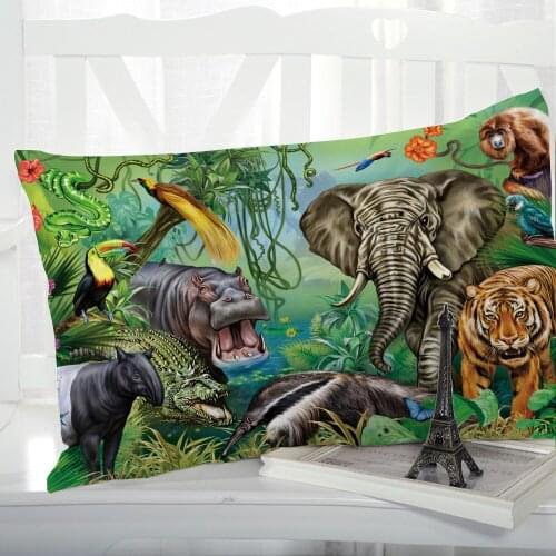 1pc Pillow cover Pillow case Luxury Bedding Pillowcase Pillowcovers decorative 50x70 Customizable size 3D Print animal jungle