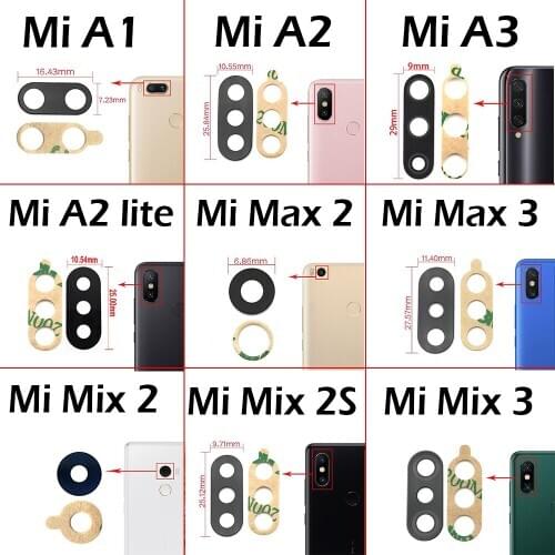2 Pcs Replacement Parts New For Xiaomi Mi A2 Lite A1 A3 Max 2 3 Mix 2s Back Rear Camera Glass Lens Cover
