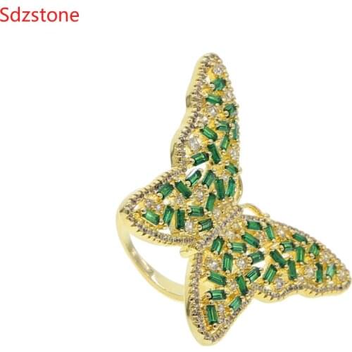 2020 New Design Fashion Jewelry High Quality Copper Inlaid Zircon Butterfly Ring Luxury Shiny Cocktail Party Ring For Women