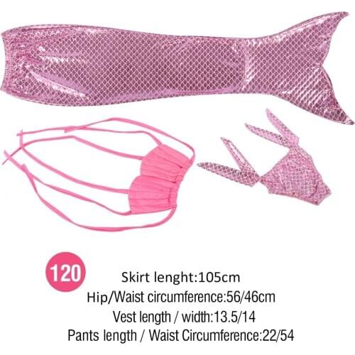 Free shipping Girls 3pcs Swimwear Top Panties Mermaid Tail Swiming Costume Monofin Flippers Swimsuit girls Mermaid Swimsuit Set