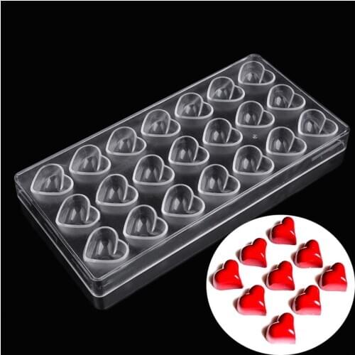 3D Chocolate Heart Candy Bar Molds Forms Polycarbonate Plastic Tray Cake Baking Pastry Bakery Baker Tools for Chocolate Mould