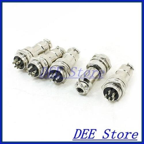 5 x AC250V 5A 5 Terminals Aluminum Alloy Aviation Male Female Connector Plug