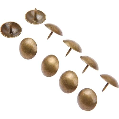 50pcs Antique Bronze Nails 16*13mm Upholstery Tacks Jewelry Gift Wine Wood Case Box Sofa Decor Stud Pushpins Doornail Iron Pins