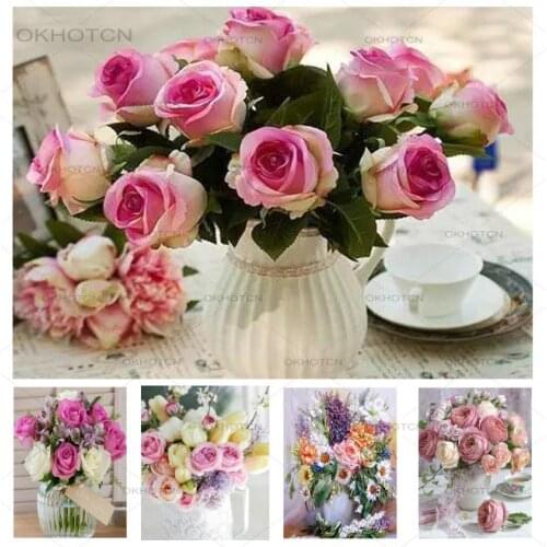 Peony Flower Diy Diamond Painting Vintage Style Home Decoration Diamond Art Mural Modern Home Decoration Decal Diamond Artwork