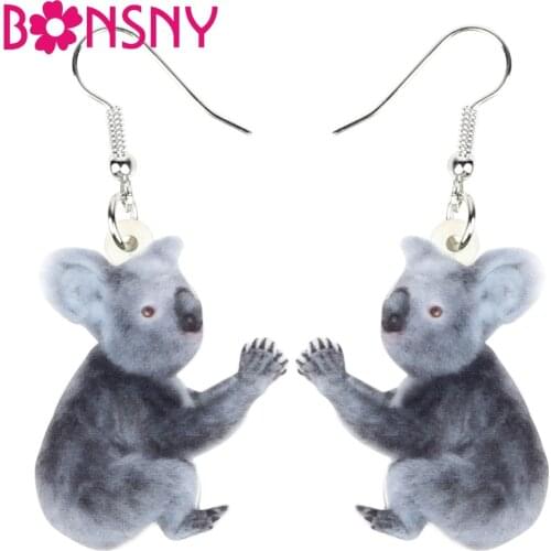 Bonsny Acrylic Cartoon Australian Koala Bear Earrings Drop Dangle Cute Animal Jewelry Gift For Women Girls Teen Charms Wholesale